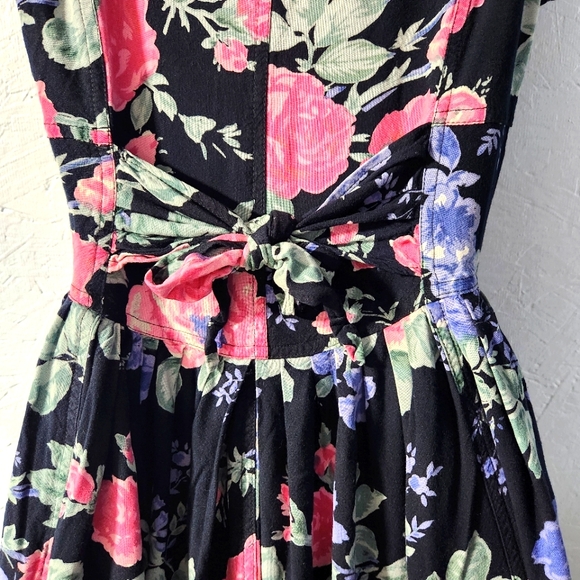 Vintage 1980s Newport News Black & Pink Floral Dress - Women's Size 4 - Picture 4 of 7